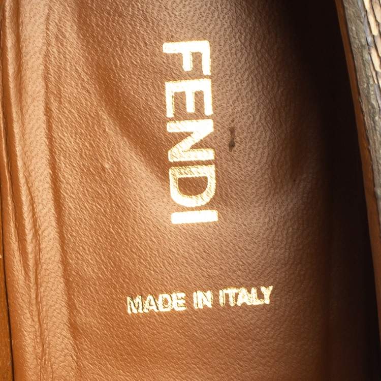 Pre Owned Fendi Brown/Beige Python Leather Lace Up Derby Sneakers Size 39 