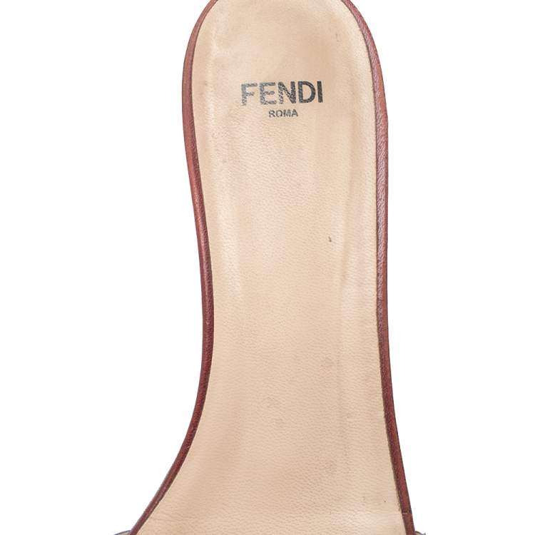 Pre Owned Fendi Blue Patent Leather Open Toe Slide Sandals Size 39.5