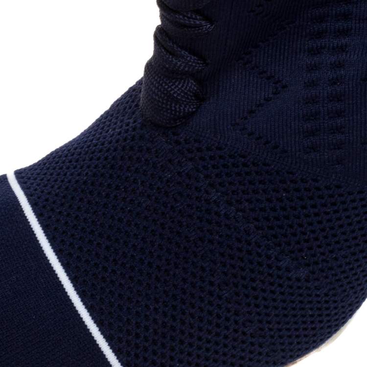 مملوكة مسبقًا Fendi Blue Knit Fabric Rockoko Runway Openwork Ankle Boots Size 40
