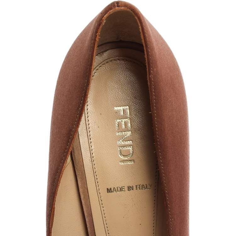 Pre Owned Fendi Two Tone Satin Bow Peep Toe Platform Pumps Size 39