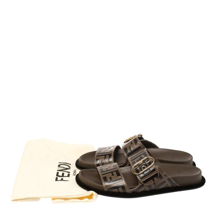 fendi ff logo buckle slide sandal