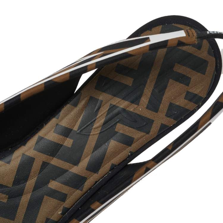 Pre Owned Fendi Multicolor Freedom FF Logo Slingback  Sandals Size 37