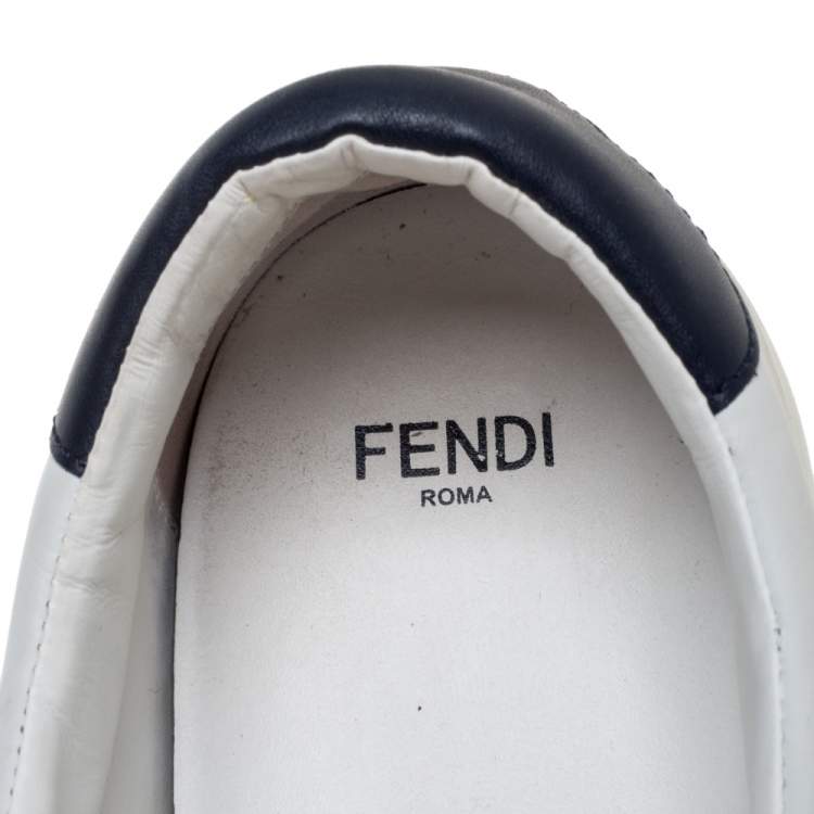 Pre Owned Fendi White Leather Scalloped Low-Top Sneakers Size 38