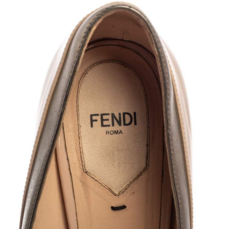 Pre Owned Fendi Tri Color Patent Leather and Suede Fendista Peep Toe Platform Pumps Size 39