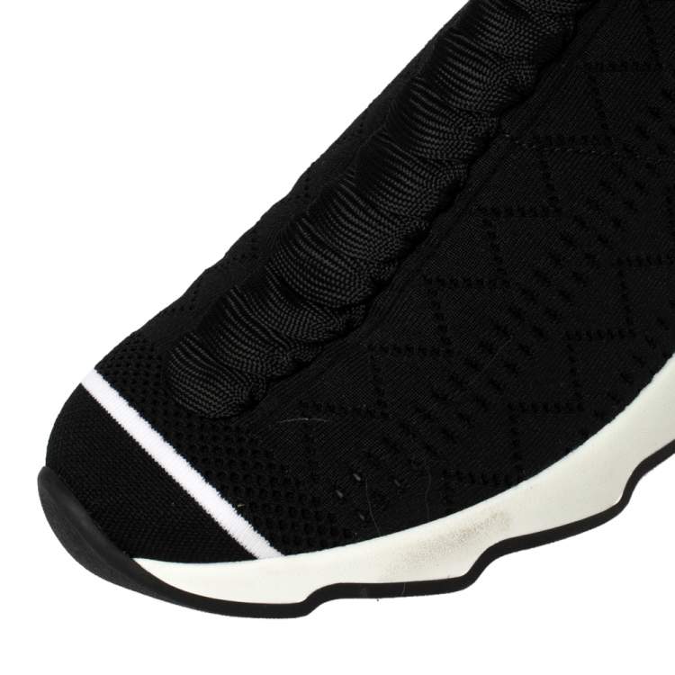 Pre Owned Fendi Black Knit Fabric Sock High Top Sneakers Size 37.5