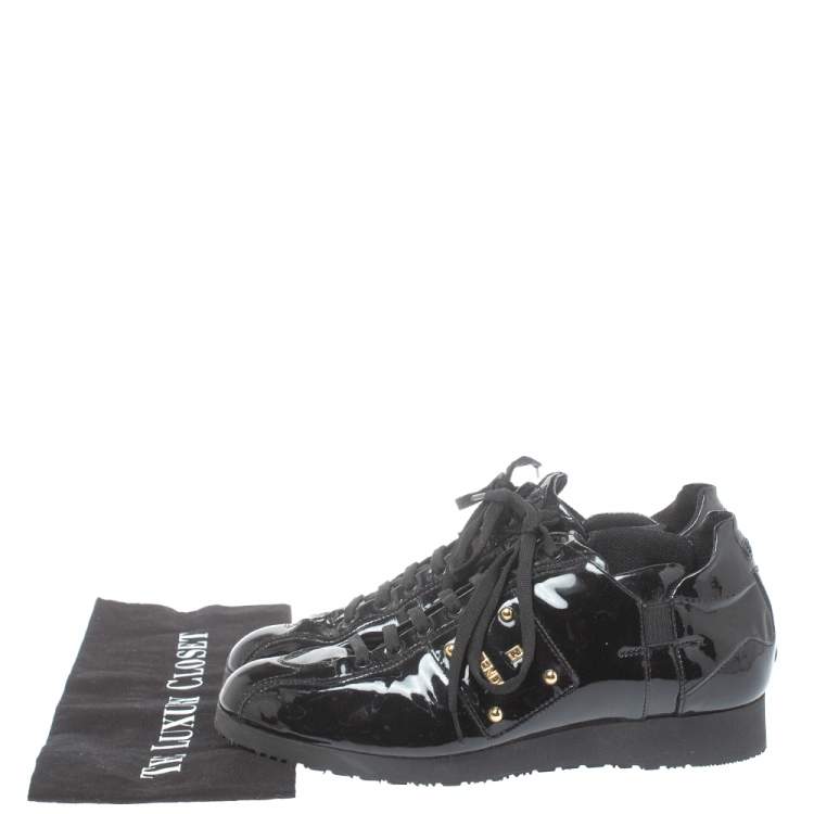 Pre Owned Fendi Black Patent Leather Low Top  Sneakers Size 39.5 