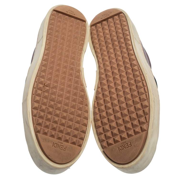 Pre Owned Fendi Multicolor Leather Monster Slip On Sneakers Size 38