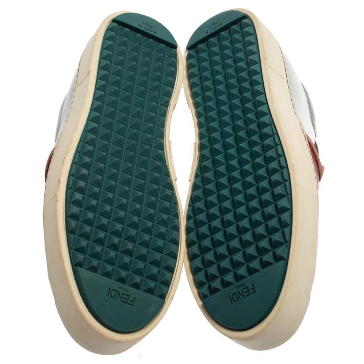 Pre Owned Fendi Multicolor Leather Monster Slip On Sneakers Size 38