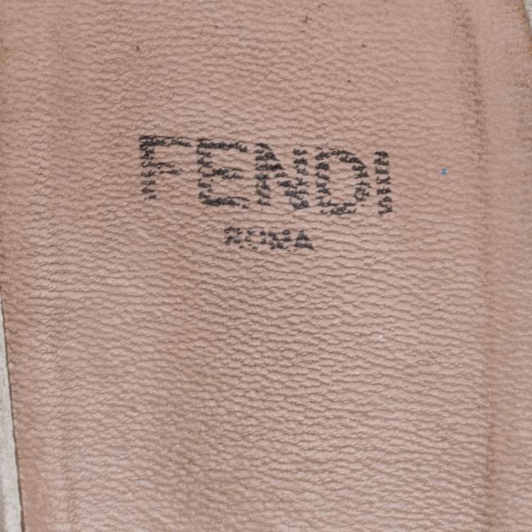 Pre Owned Fendi Grey Patent Leather Open Toe Flat Slides Size 39