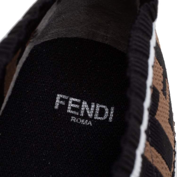 مملوكة مسبقًا Fendi Tobacco Rockoko Mesh And Knit Fabric Sneakers Size 37.5
