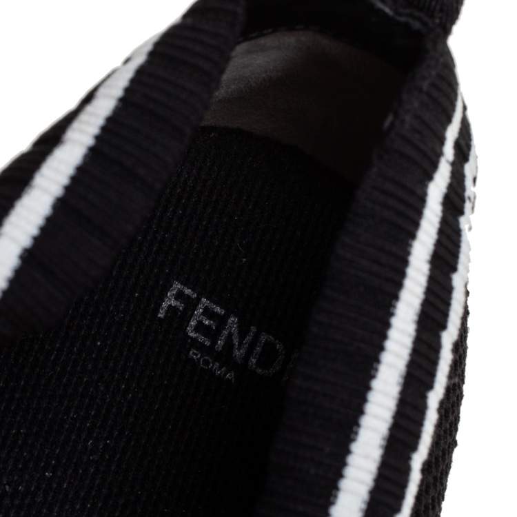 Pre Owned Fendi Black Knit Fabric Rockoko Sneakers Size 40