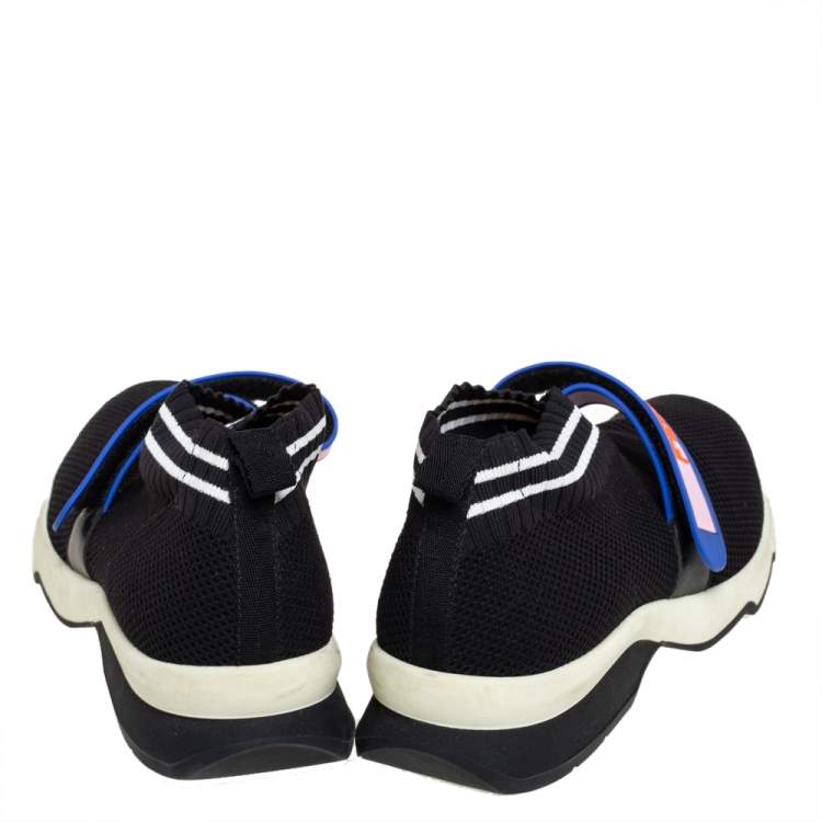 Pre Owned Fendi Black Knit Fabric Rockoko Sneakers Size 40