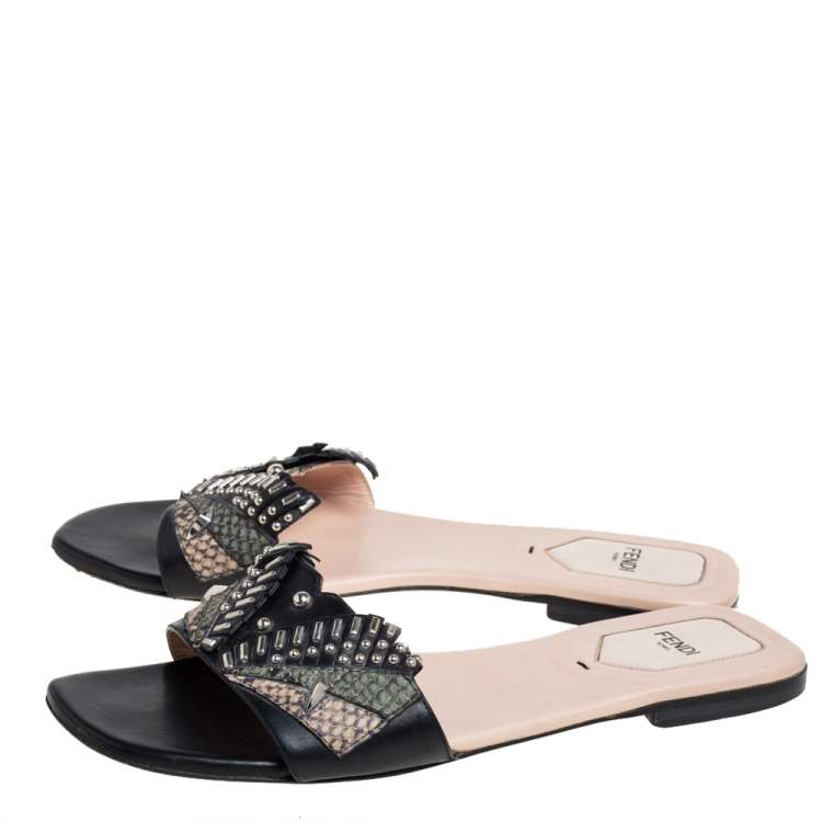 fendi open toe flat sandals