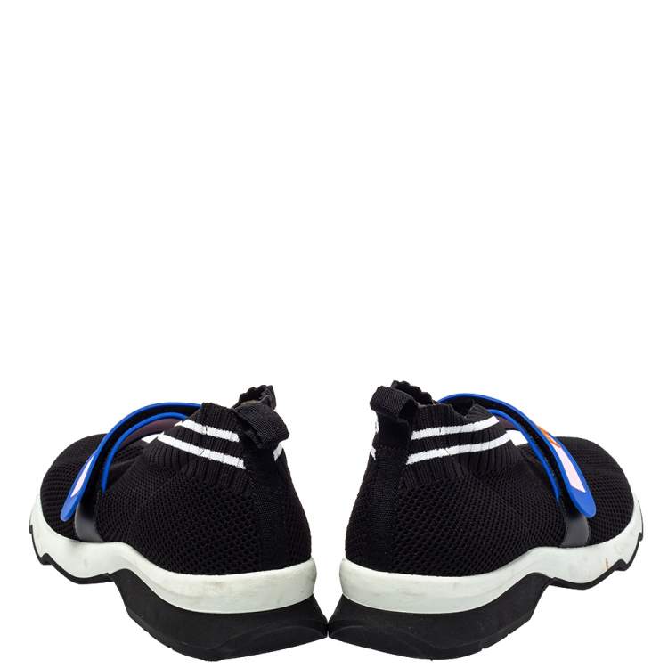 Pre Owned Fendi Black Knit Fabric Rockoko Sneakers Size 38
