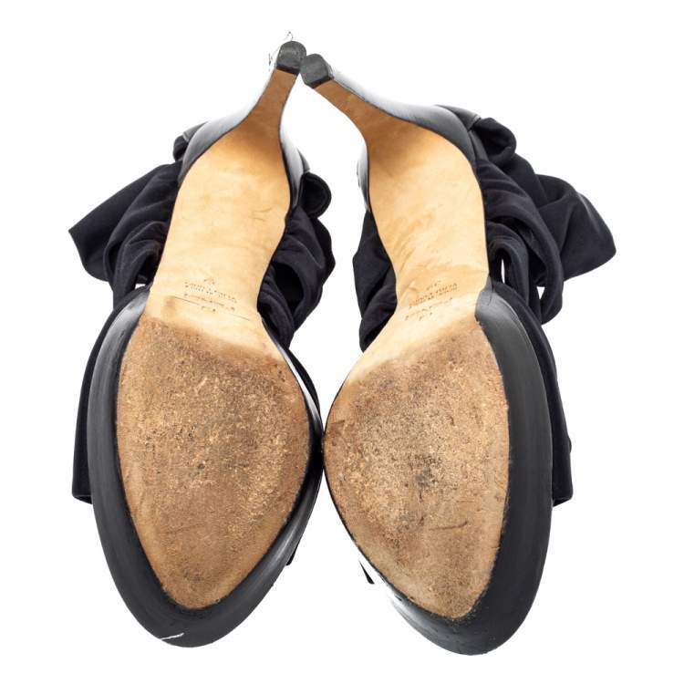 Pre Owned Fendi Black Fabric Strappy Sandals Size 39