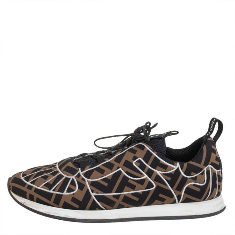 Pre Owned  Fendi Brown/Black Fabric FF Zucca Low Top Sneakers Size 40