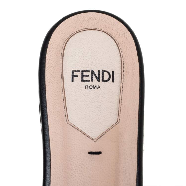 Pre Owned Fendi Brown Zucca Velvet Flat Slides Size 36 