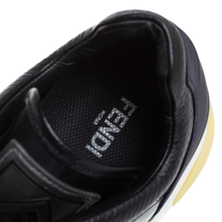 Pre Owned Fendi Black Leather And PVC Fancy Sneaker Size 38