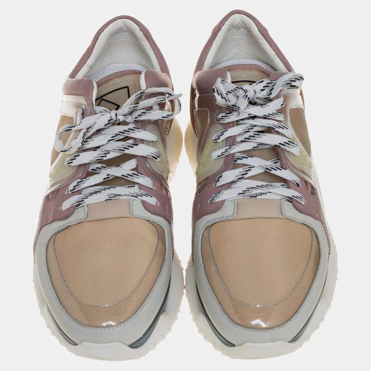 Pre Owned Fendi Multicolor Mesh And Leather Chunky Low Top Sneakers Size 38