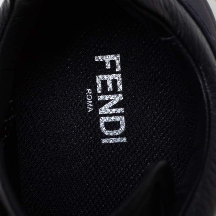 Pre Owned Fendi Black/Purple Mesh And Leather Fancy Sneakers Size 38