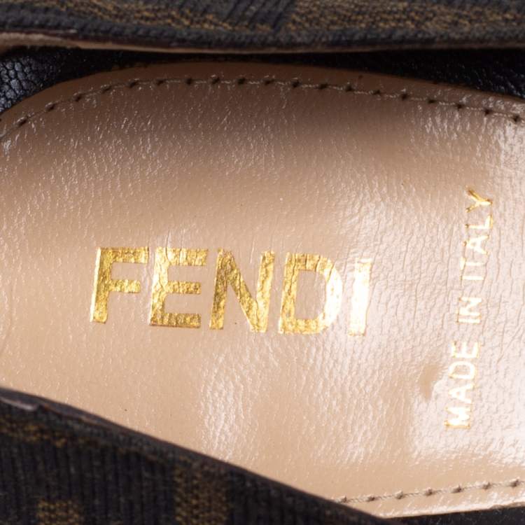 Pre Owned Fendi Tobacco Zucca Canvas Fendista Platform Pumps Size 39