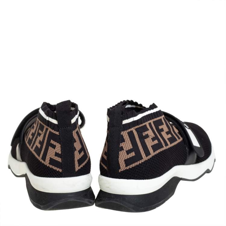 مملوكة مسبقًا Fendi Multicolor Knit Fabric And Rubber Strap Rockoko Sneakers Size 39