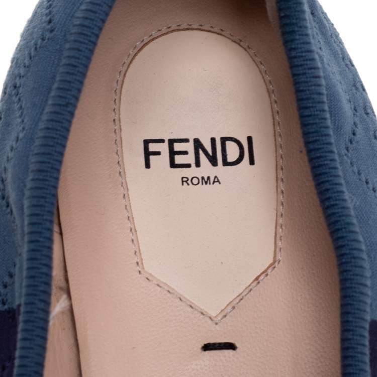 Pre Owned Fendi Multicolor Striped Knit Fabric Ballet Flats Size 36