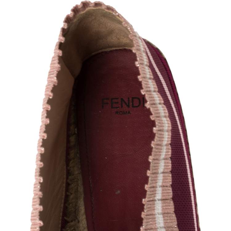 Pre Owned Fendi Multicolor Stretch Fabric Espadrille Flats Size 37.5