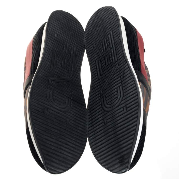 Pre Owned Fendi Multicolor Mesh And Canvas Colibri Slip on Sneaker Size 39 