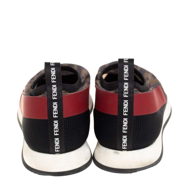 Pre Owned Fendi Multicolor Mesh And Canvas Colibri Slip on Sneaker Size 39 