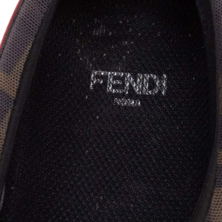 Pre Owned Fendi Multicolor Mesh And Canvas Colibri Slip on Sneaker Size 39 