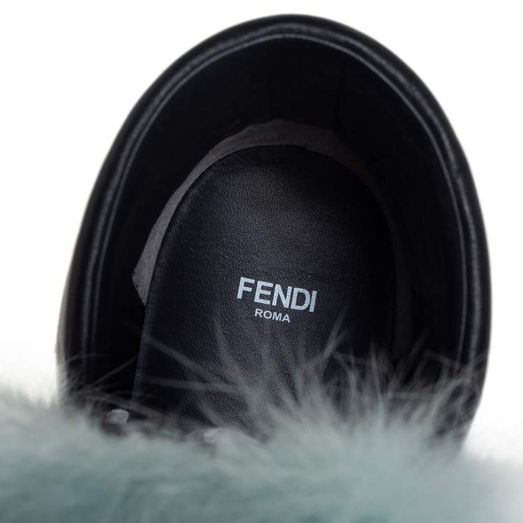 Pre Owned Fendi Multicolor Fur And Suede Karlito Hight Top Sneakers Size 40