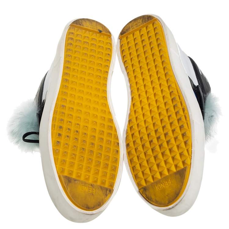 Pre Owned Fendi Multicolor Fur And Suede Karlito Hight Top Sneakers Size 40