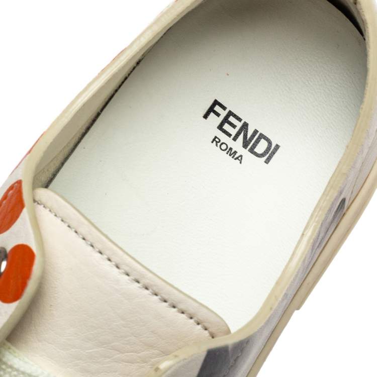 Pre Owned Fendi Multicolor Printed Leather Low Top Sneakers Size 36