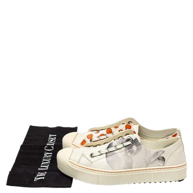 Pre Owned Fendi Multicolor Printed Leather Low Top Sneakers Size 36