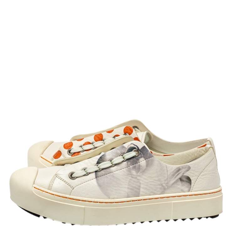Pre Owned Fendi Multicolor Printed Leather Low Top Sneakers Size 36