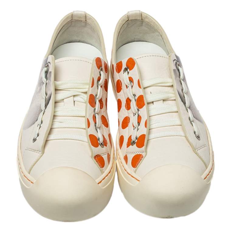 Pre Owned Fendi Multicolor Printed Leather Low Top Sneakers Size 36