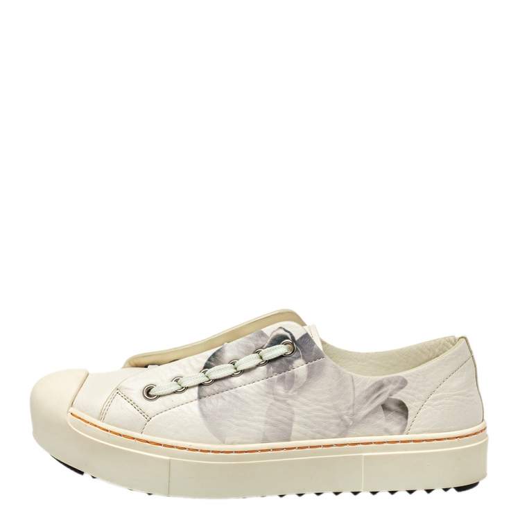 Pre Owned Fendi Multicolor Printed Leather Low Top Sneakers Size 36