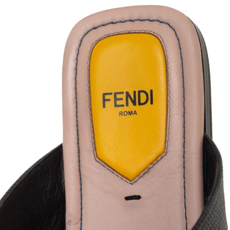 Pre Owned Fendi Multicolor Bugs Paneled Leather Thong Flats Size 37