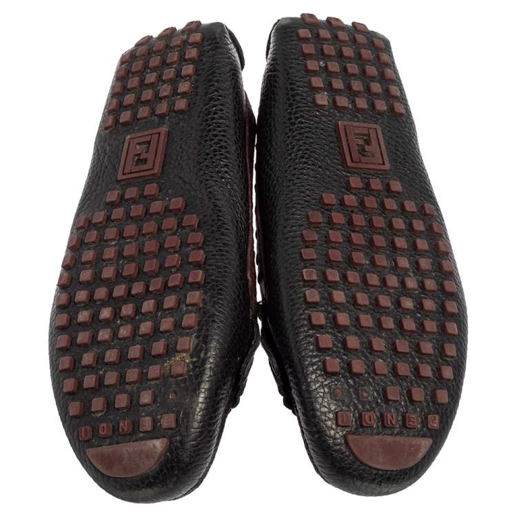 Pre Owned Fendi Multicolor Leather Bug Loafers Size 38.5