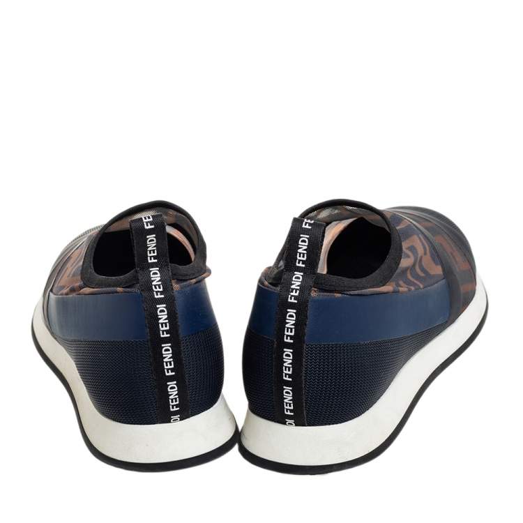 Pre Owned Fendi Multicolor Mesh And Leather Trim Runway Low Top Sneakers Size 38