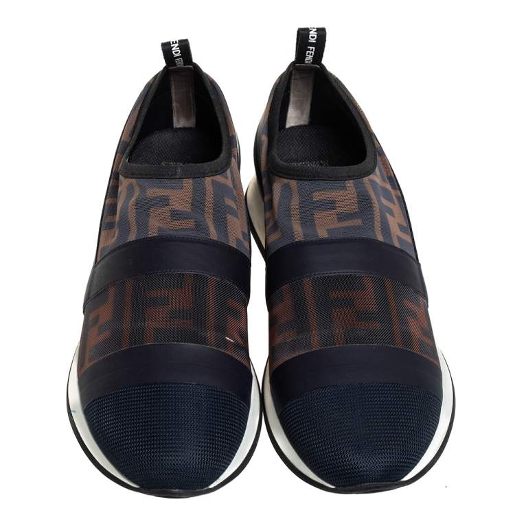 Pre Owned Fendi Multicolor Mesh And Leather Trim Runway Low Top Sneakers Size 38