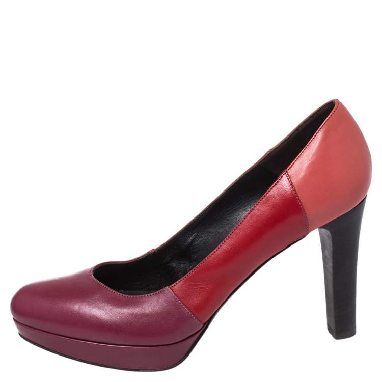 Pre Owned Fendi Multicolor Leather Platform Pumps Size 39