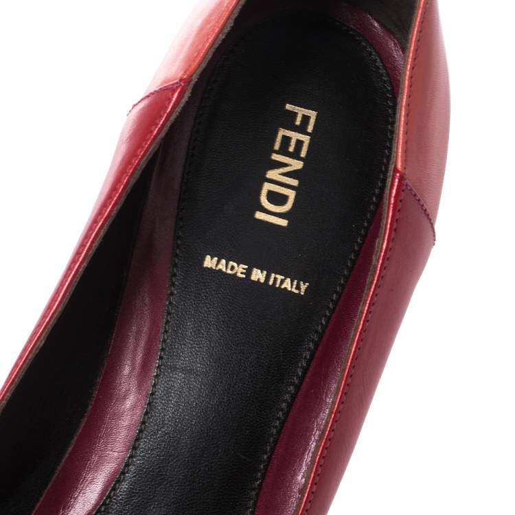 Pre Owned Fendi Multicolor Leather Platform Pumps Size 39