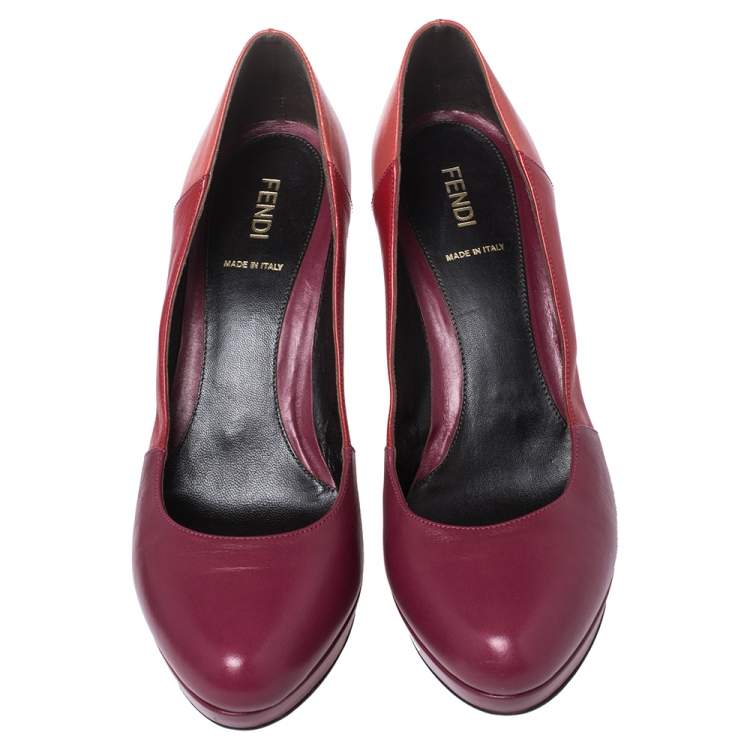 Pre Owned Fendi Multicolor Leather Platform Pumps Size 39