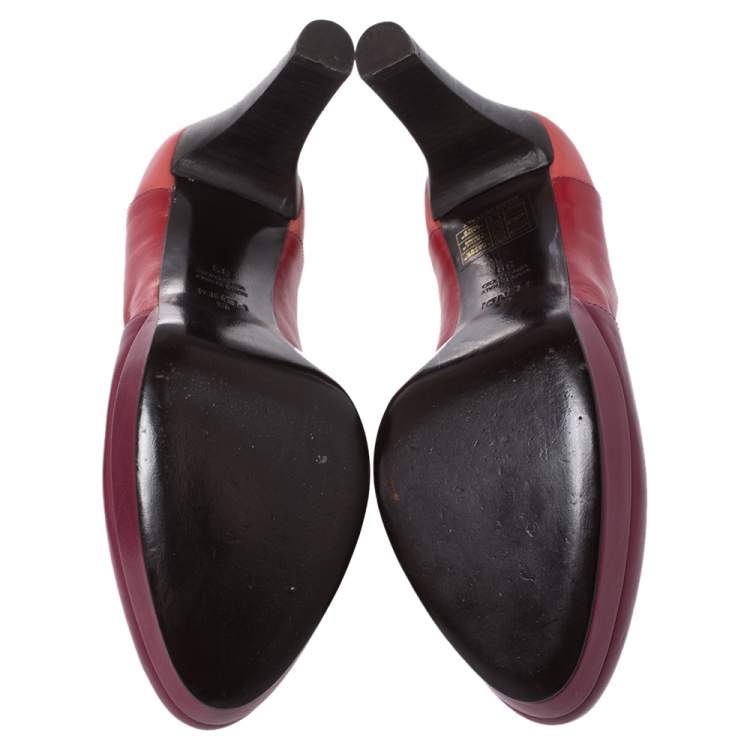 Pre Owned Fendi Multicolor Leather Platform Pumps Size 39