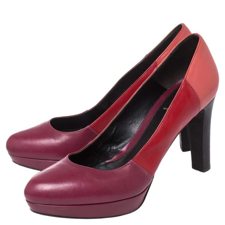 Pre Owned Fendi Multicolor Leather Platform Pumps Size 39