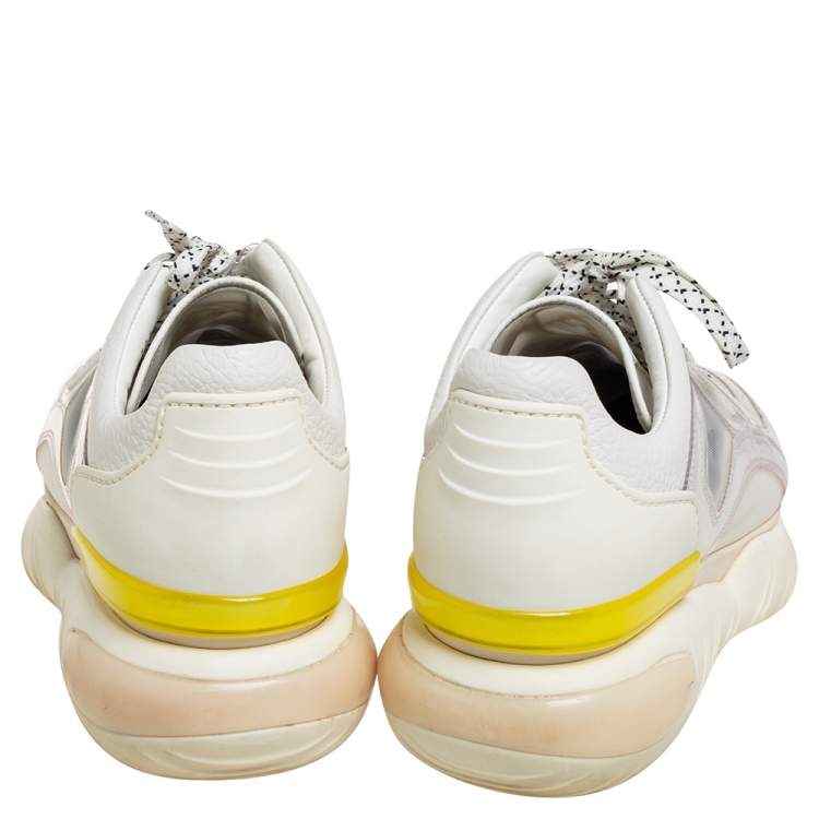 Pre Owned Fendi White Mesh And Leather Low Top Sneakers Size 38