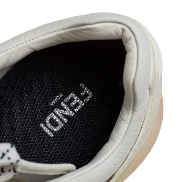 Pre Owned Fendi White Mesh And Leather Low Top Sneakers Size 38