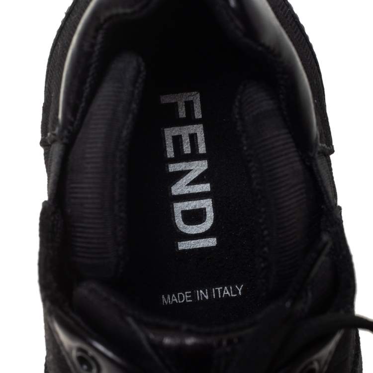 مملوكة مسبقًا Fendi Black Zucca Canvas and Leather Low Top Sneakers Size 37